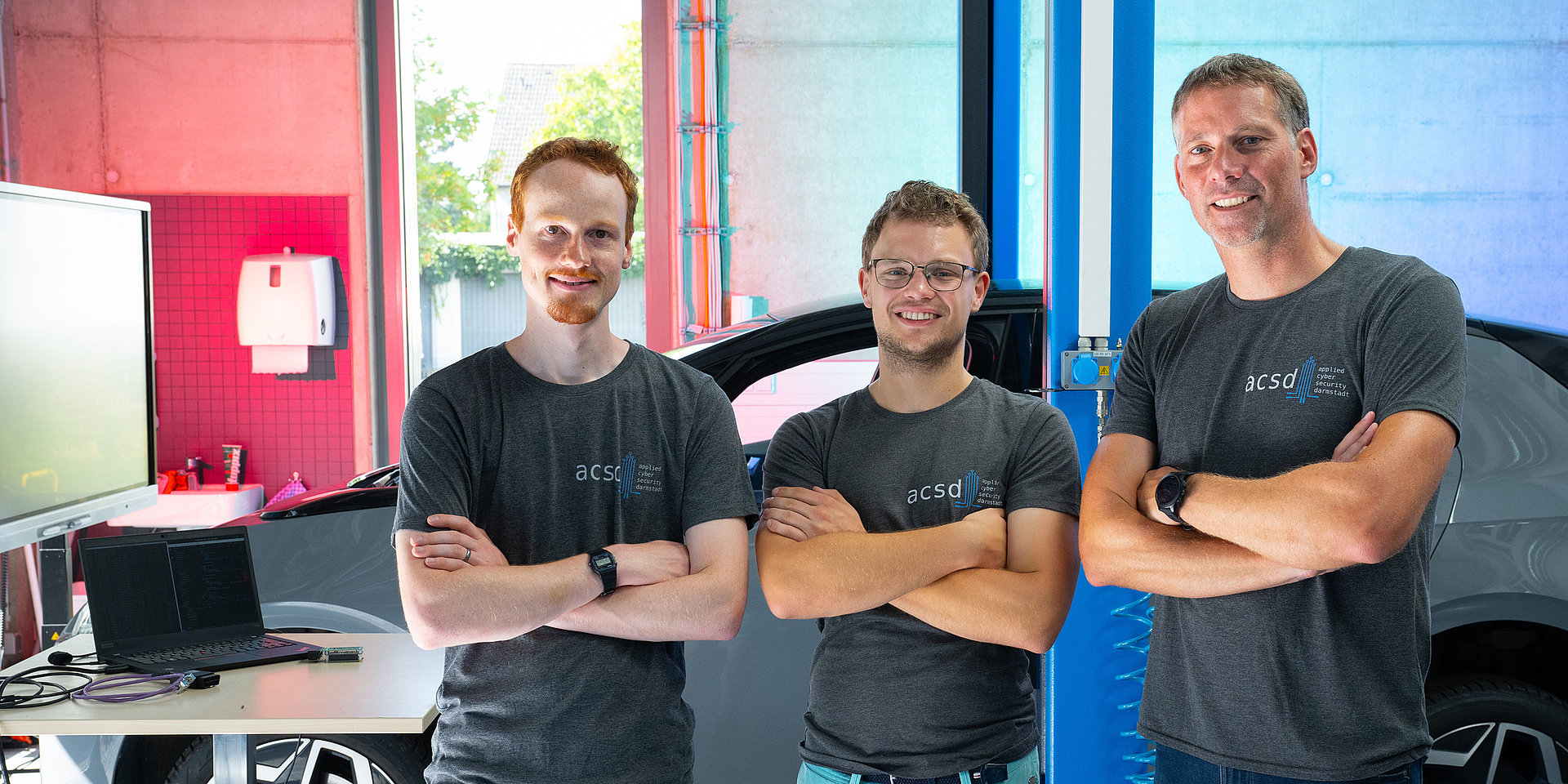 Teamfoto Timm Lauser, Prof. Dr. Christoph Krauß, Jannis Hamborg.