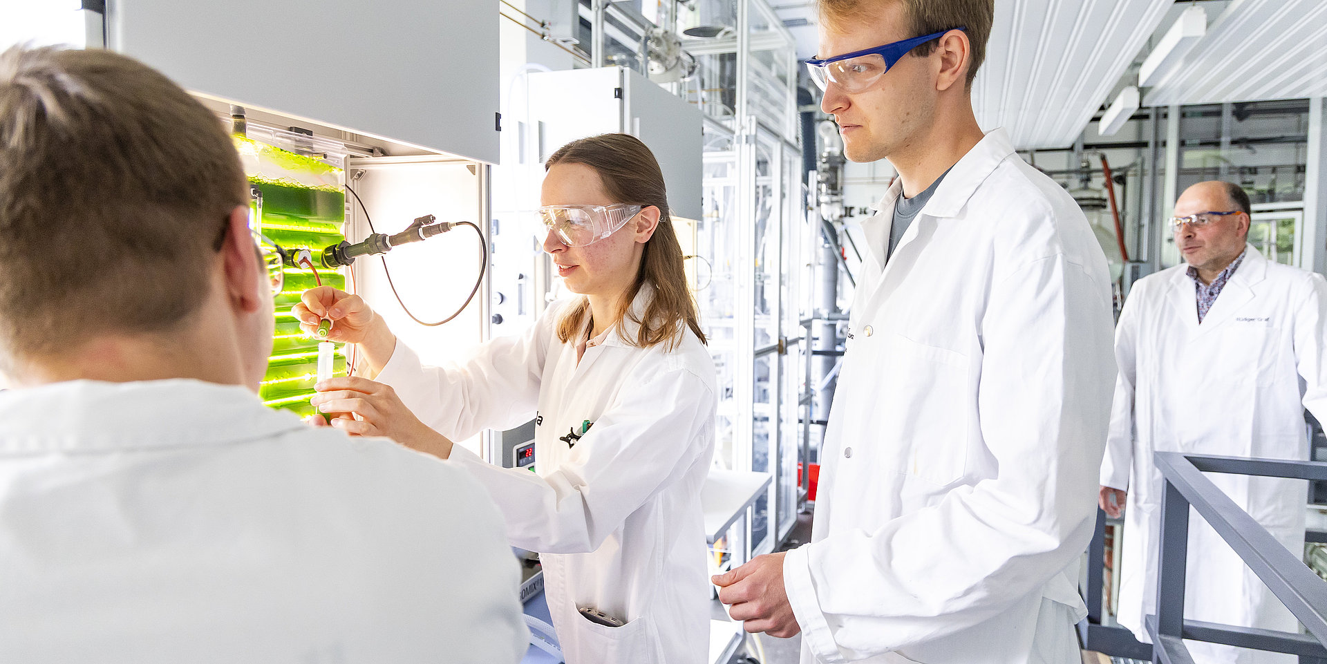 Studierende führen im Labor Experimente durch.