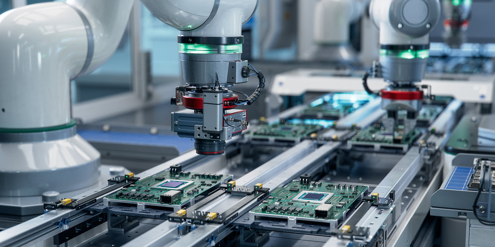 Automatisierte Produktionslinien in der Automobilindustrie.