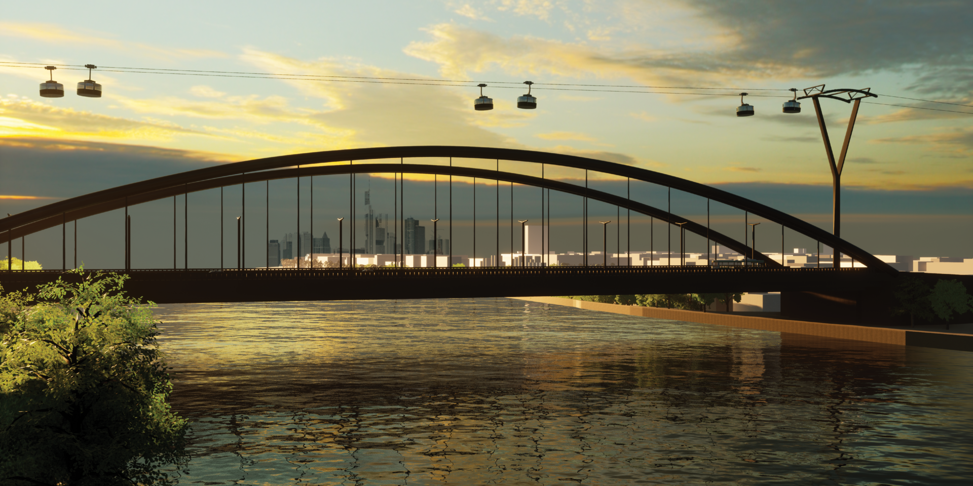 Eine Brücke in Frankfurt.
