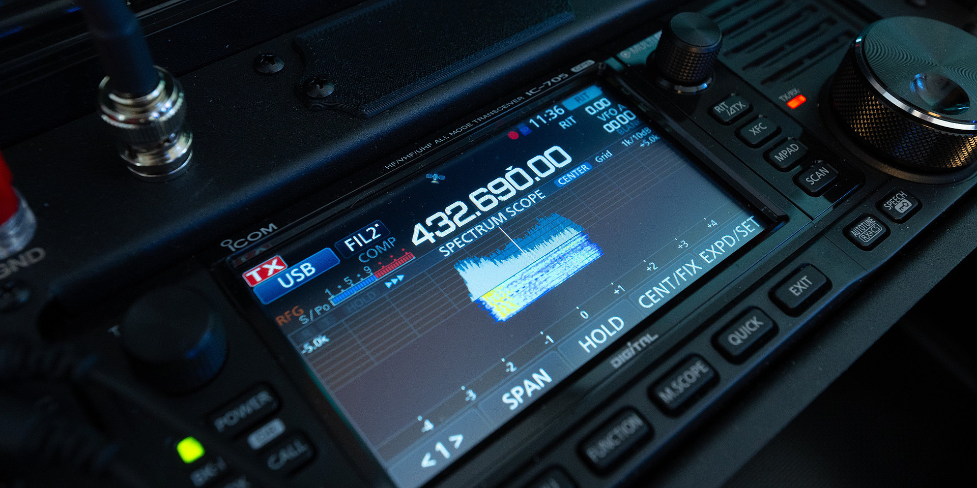 A radio display with various charts and figures.