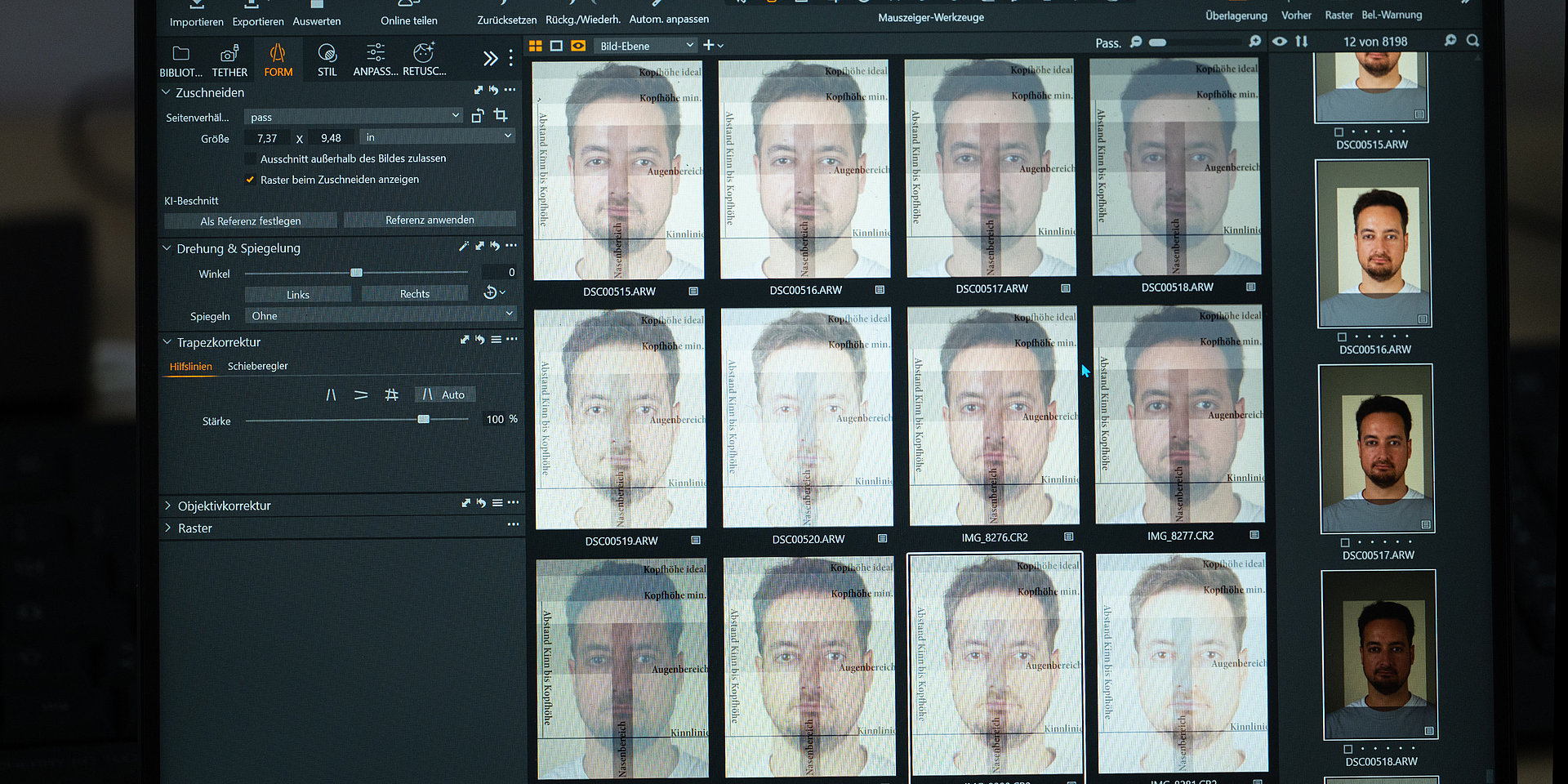 A screen displaying three rows of portrait photos.